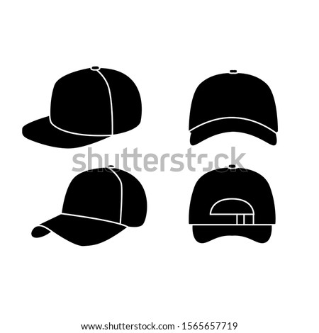 set of black Baseball hat logo icon design vector illustration