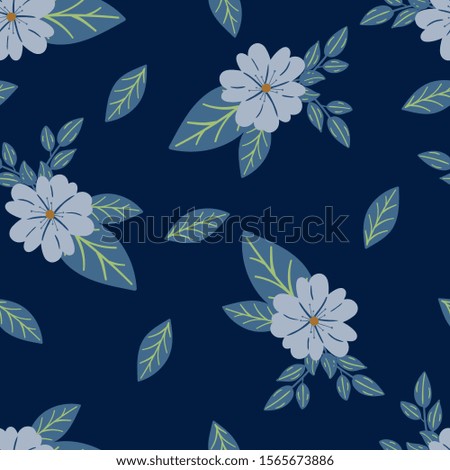 floral seamless pattern with hand drawn cute wild lowers Creative floral texture for fabric, wrapping, textile, wallpaper, apparel. Vector illustration