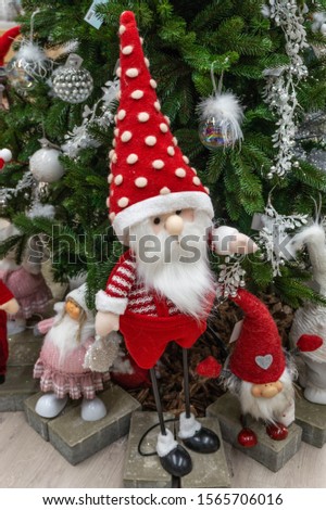 Christmas greeting card. Noel gnome background. symbol.