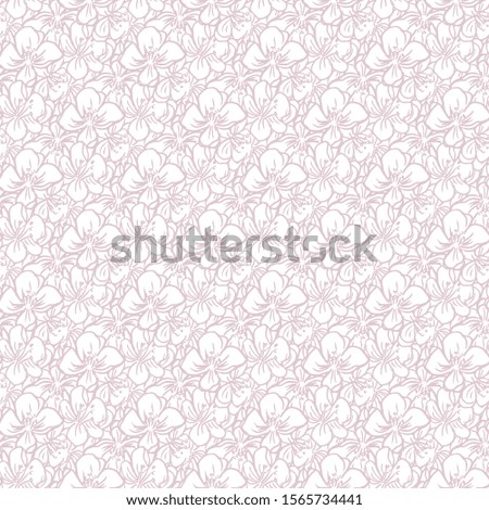 flower shape pink and white flowers silhouette outline buds with leaves seamless pattern , repeatable vector texture tile square. scandinavian modern print