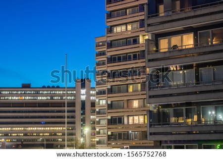 Night view of the center of Kouvola, Finland. Royalty-Free Stock Photo #1565752768