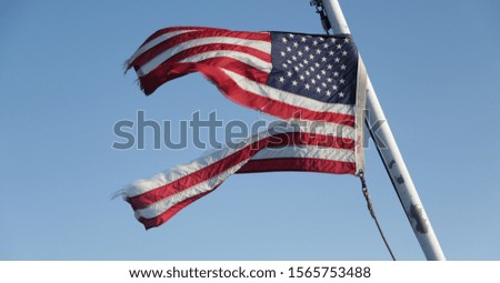   in USA the waving flag in the sky
