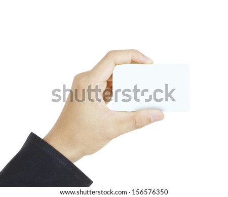 collection of card blanks in a hand businessman