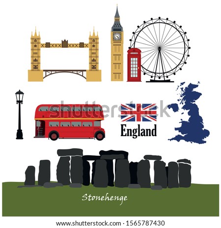 London England travel collection. Welcome to the UK United Kingdom elements. Travel to London set