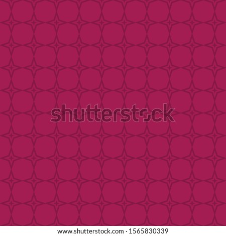 Subtle vector geometric seamless pattern with grid, lattice, lines, stars, diamonds, octagons, mesh. Delicate abstract background. Simple ornament texture in burgundy color. Elegant repeated design 