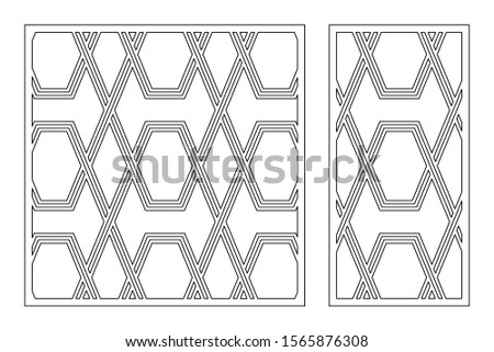 Set decorative card for cutting. Celtic pattern geometric mosaic pattern. Laser cut. Ratio 1:1, 1:2. Vector illustration.