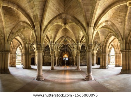 University of Glasgow Cloisters, Scotland in a beautiful summer day, United Kingdom Royalty-Free Stock Photo #1565880895