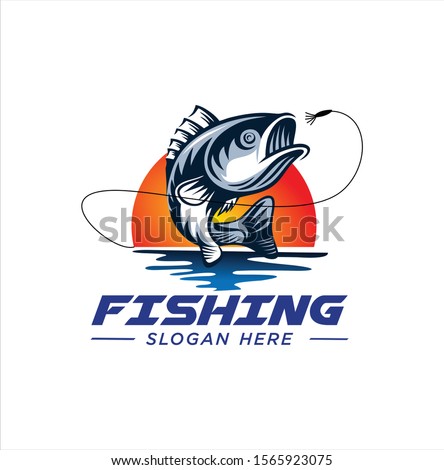 Fishing logo design template illustration . Sport fishing Logo