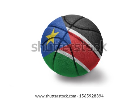 basketball ball with the colored national flag of south sudan on the white background