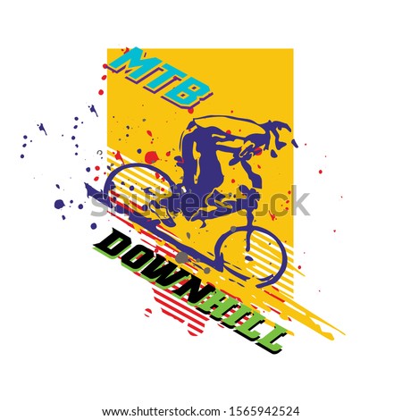 Mountain Bike downhill colorful poster