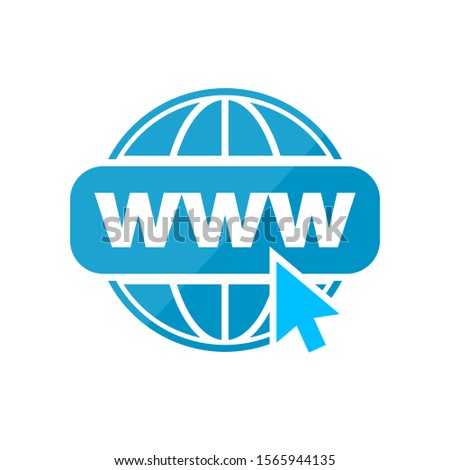 Internet icon. Go to web sign. Internet symbol. Illustration of earth globe and mouse cursor icon.