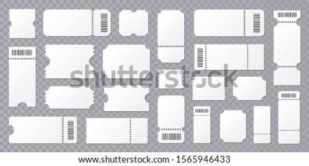 Set blank ticket template. Concert ticket, lottery coupons. Vector coupon - stock vector. Royalty-Free Stock Photo #1565946433