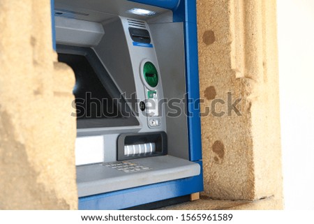 cash atm point dispenser for withdrawing money in town stock photography stock photo