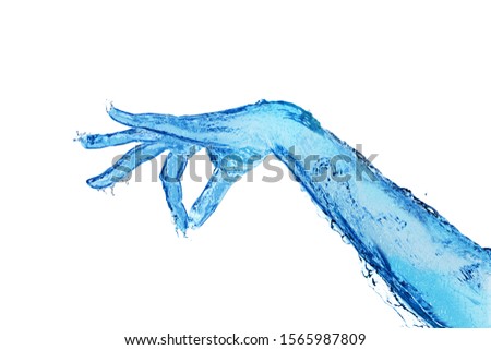 Hand with skin made of water touch hold gesture Royalty-Free Stock Photo #1565987809