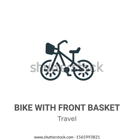 Bike with front basket vector icon on white background. Flat vector bike with front basket icon symbol sign from modern travel collection for mobile concept and web apps design.