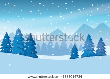 forest snowscape scene nature icon vector illustration design