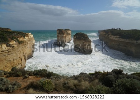 picture showing scenic cliffs at the great ocean road in australia