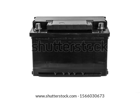 Used and dirty Car battery isolated on white background.