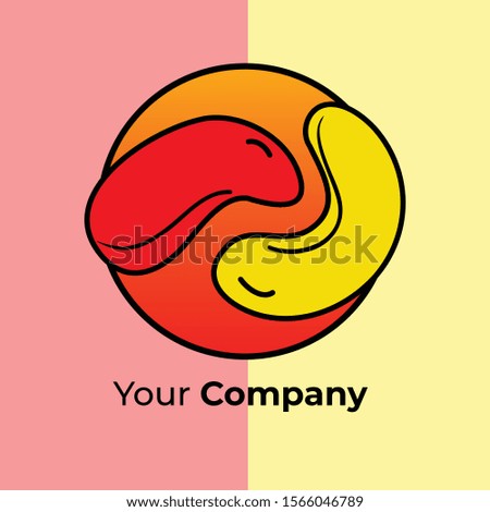 conceptual logo design in red and yellow color vector