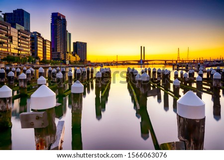 Docklands Melbourne Victoria Australia at night. Royalty-Free Stock Photo #1566063076