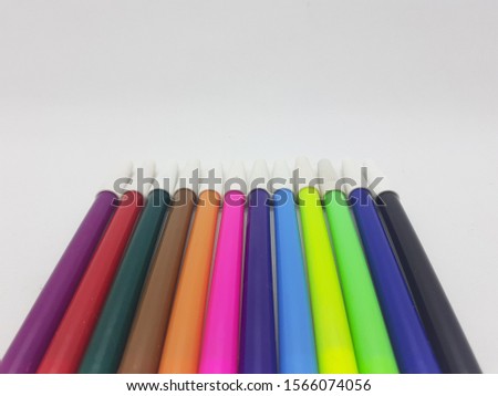 Beautiful Colorful Artistic Pens for Coloring and Drawing Tools in White Isolated Background