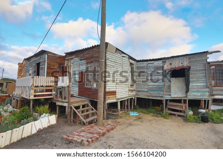 This is a picture of the little wooden houses in Powertown squatter camp near Kleinbrak in South Africa.
