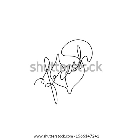 Fresh with a leaf emblem or logo design, continuous line drawing, organic food concept, hand lettering, neon, banner, poster, flyers, marketing, one single line on white background, isolated vector.