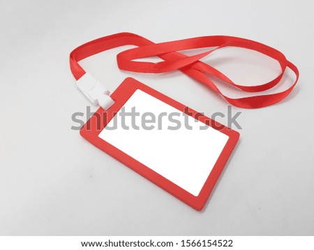 Red Colorful Modern Elegant Working Employee ID Identification Hanging Tag for Business Office Appliances Environment in White Isolated Background