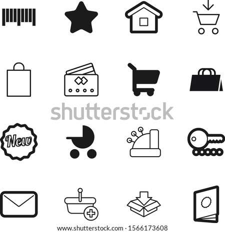 shopping vector icon set such as: e-mail, paying, online, grocery, letter, delivery, technology, communication, pram, catalogue, structure, sell, childhood, beautiful, arrows, pack, child, gradient