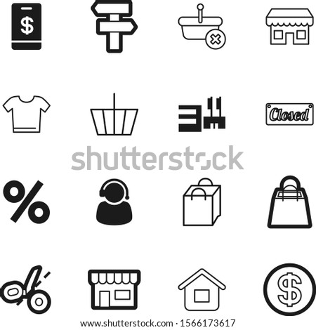 shopping vector icon set such as: hypermarket, promotion, centre, buyer, percentage, percent, operator, travel, shape, cart, residential, scissors, offer, direction, t-shirt, house, beautiful