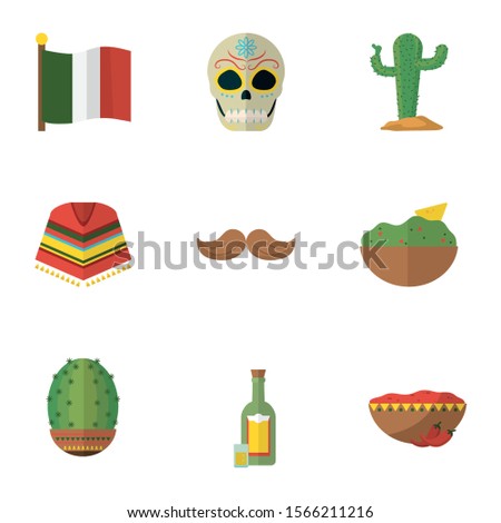 Mexican icon set design, Mexico culture tourism landmark latin and party theme Vector illustration