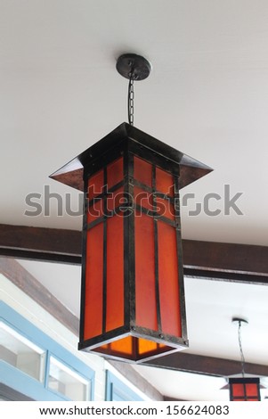 Modern red hanging lamp.