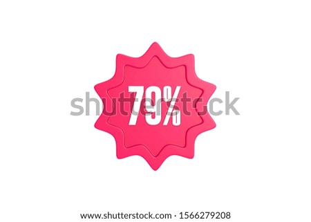 79 percent star in pink color isolated on white background, 3d illustration.