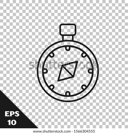 Black line Compass icon isolated on transparent background. Windrose navigation symbol. Wind rose sign.  Vector Illustration