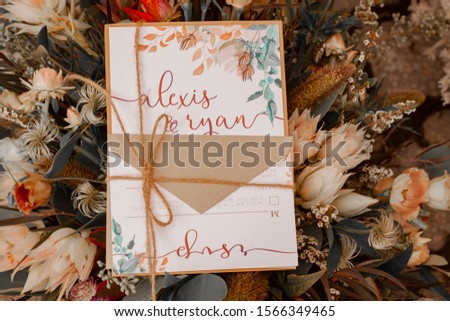 Autumn coloured boho wedding invitation inspiration 