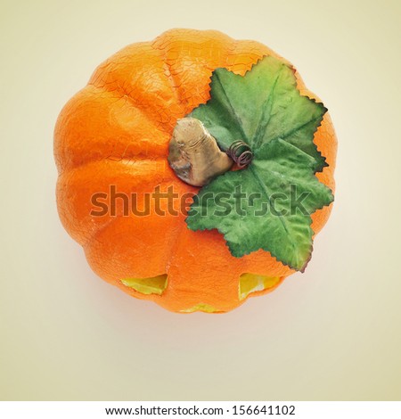 picture of a jack-o-lantern on a beige background, with a retro effect