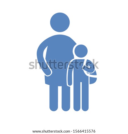 vector, isolated silhouette, father and son on white background