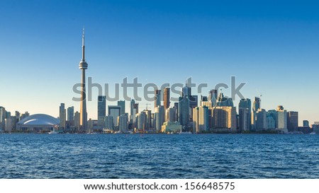 Toronto skyline during sunset