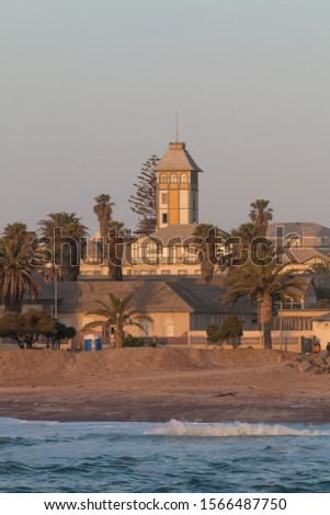 View from the jetty to Swakopmund city, Namibia, Africa