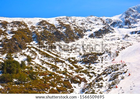 snow in the mountains in a sunny day