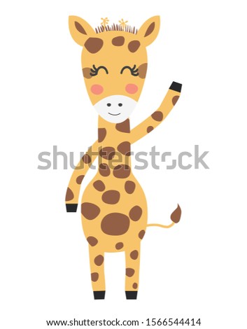 Cute. Giraffe. A cartoon. Scandinavian style. Children's print For a boy and a girl.