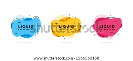 Set of abstract liquid shape vector illustration template. Fluid flat color design. Ready use for print and web design