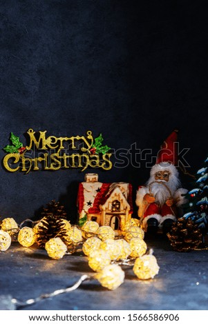 christmas decoration Santa Claus near Christmas tree 