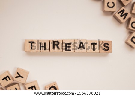 Threats word on white background