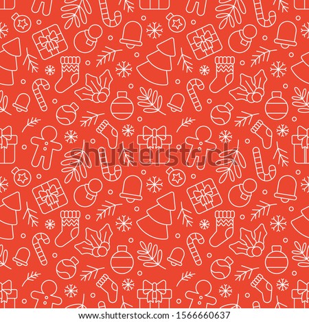 Christmas themed seamless pattern with icons