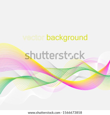 Waves of the many colored lines on a light gray background. Colored smoke wallpaper. Curved color ribbon. 