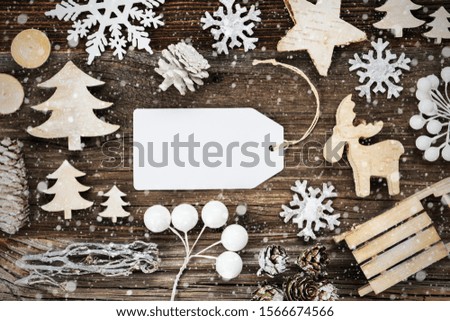 White Label, Frame Of Christmas Decoration, Copy Space, Snowflakes