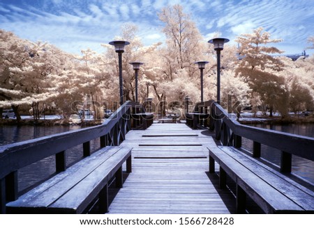 Infrared photo of view point in Central of Thailand.IR filter photo.