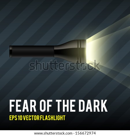Vector flashlight on dark striped background