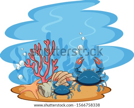 Scene with two crabs under the sea illustration